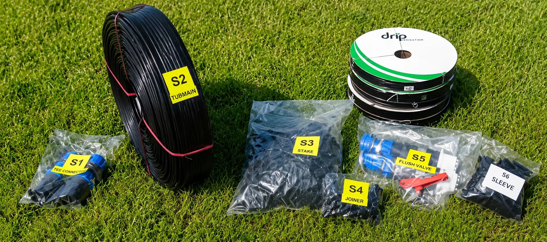 Drip irrigation kit components