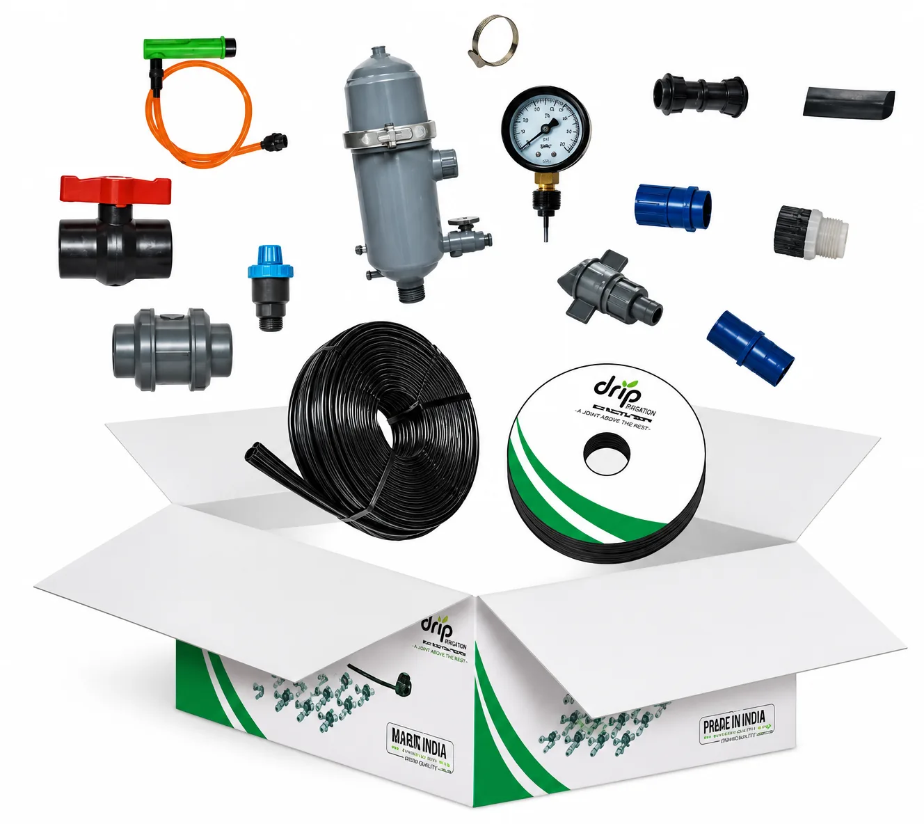 Drip irrigation kit components