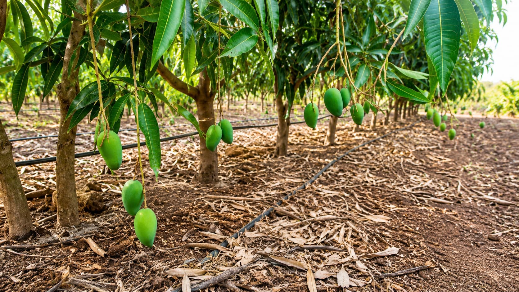 Mango orchard with drip irrigation