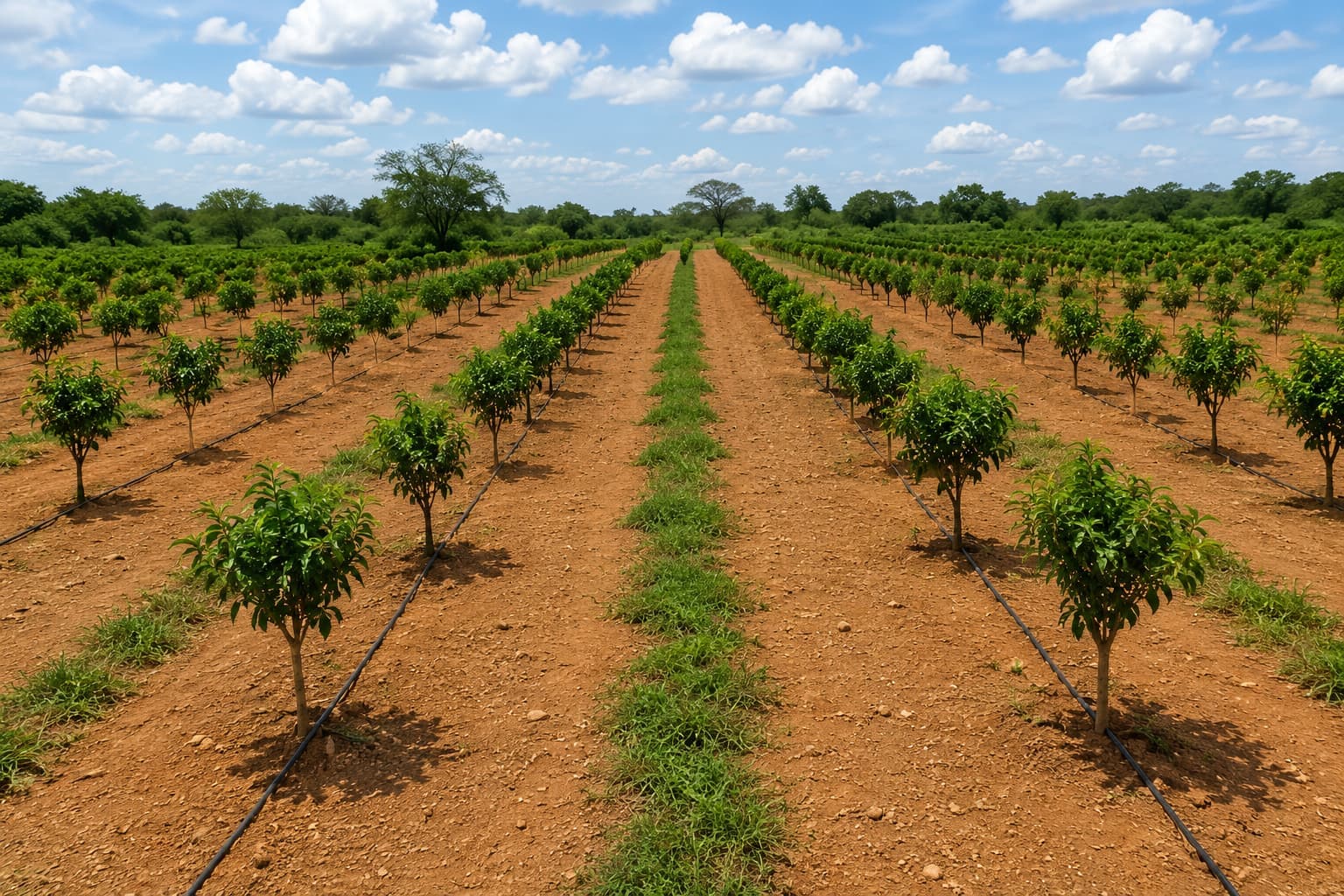 Orchard with poly tube laterals