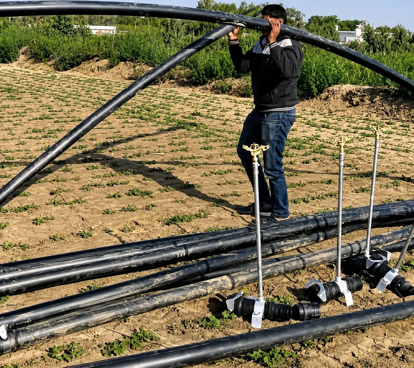 Traditional sprinkler — high labour