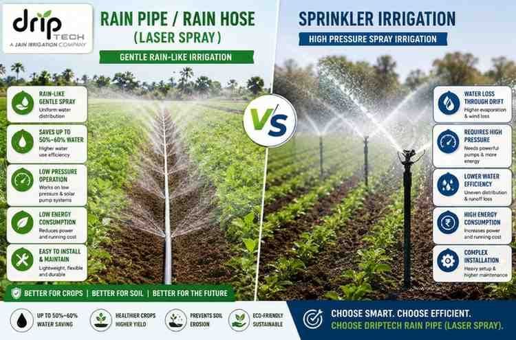 Rain Pipe / Rain Hose (Laser Spray) vs Sprinkler Irrigation